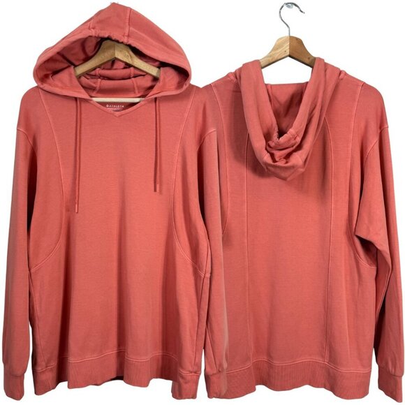 Athleta Sundown Hoodie Sweatshirt Pullover Women's Small Orange Coral Activewear - Picture 7 of 14